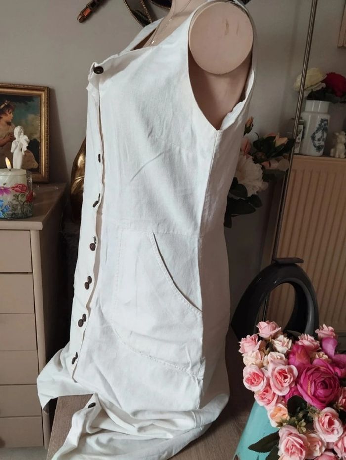 🌿Robe Longue Boutonnée Lin Mandarine T38/40🌿 - photo numéro 6