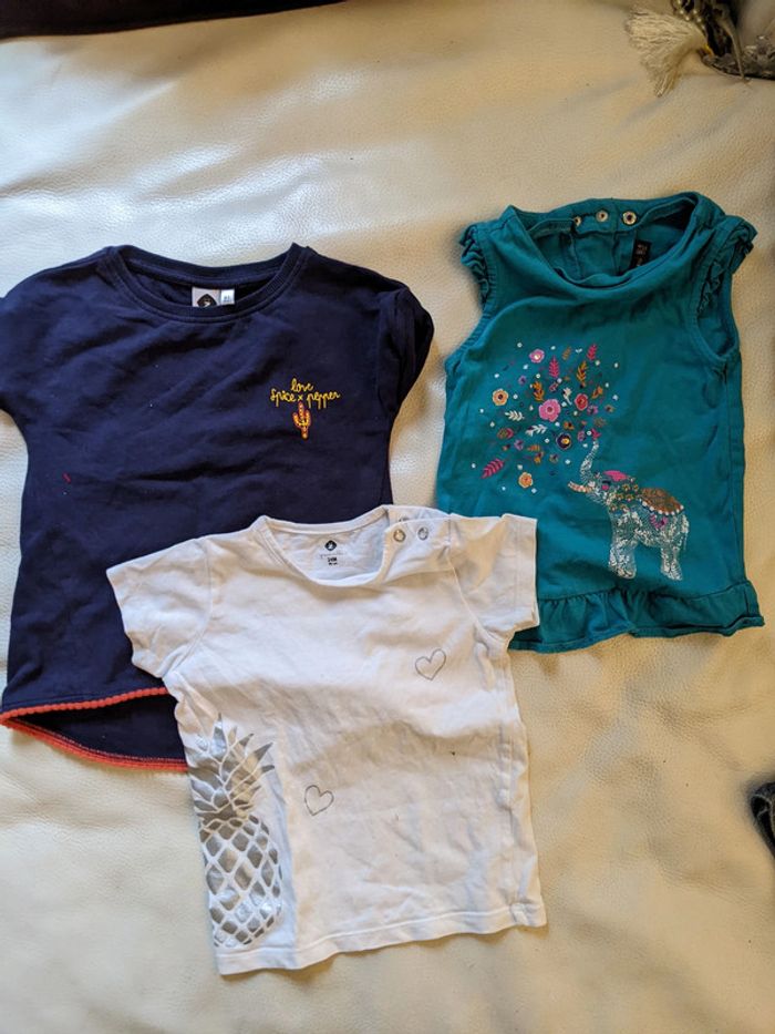 lot de 4 vêtements short jean Kenzo et 3 tee-shirts bébé fille 24 mois 86 cm - photo numéro 7
