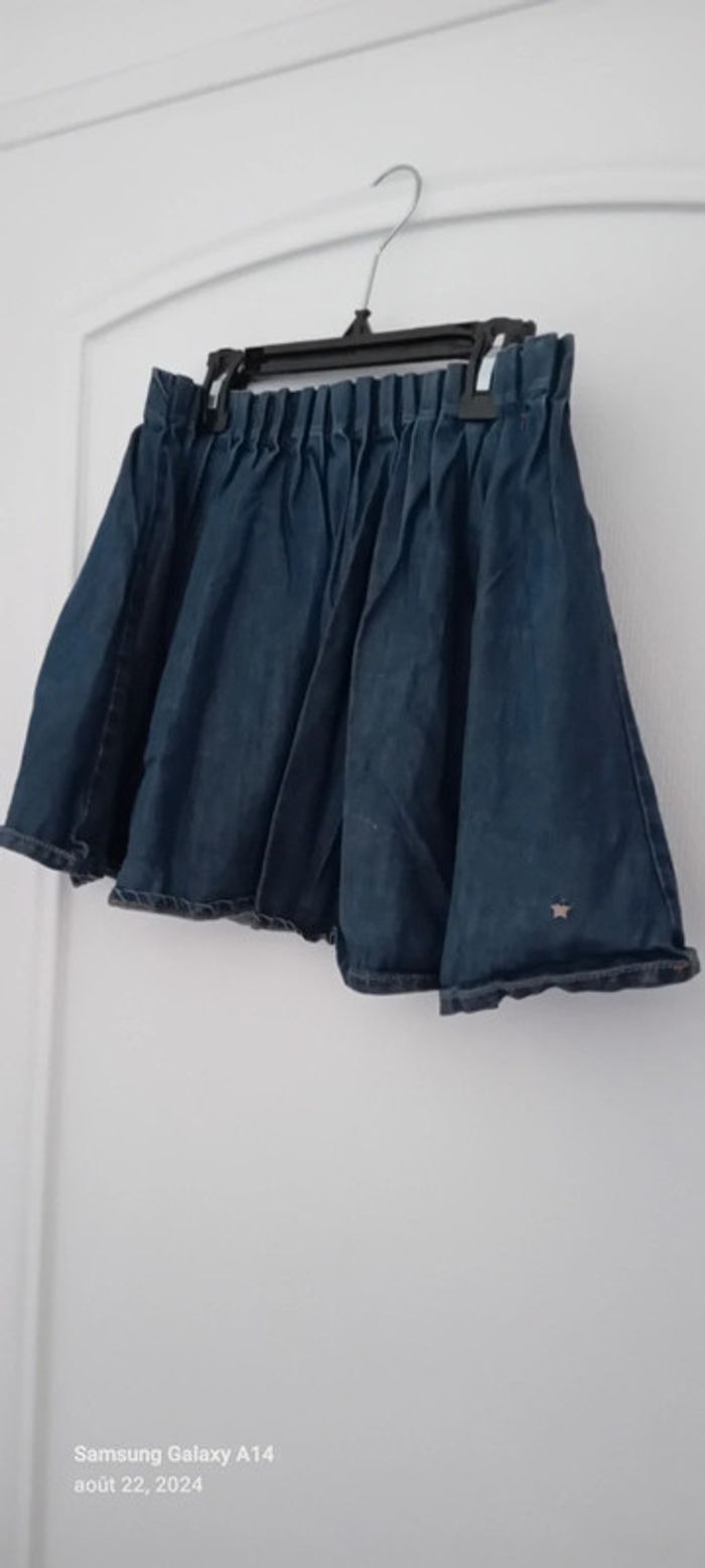 Jupe en jean plissée taille élastique bleu fille 10 ans tape à l oeil - photo numéro 4