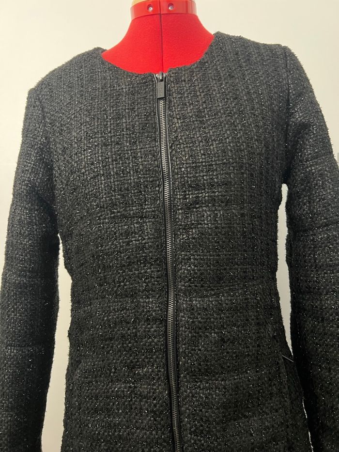 Manteau droit long matelassé noir pailleté Morgan - photo numéro 2