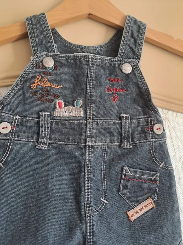 Salopette jean bébé garçon 1 mois la compagnie des petits comme neuve - photo numéro 3