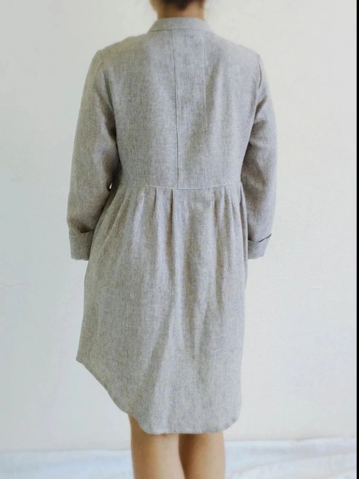 Robe chemise - Écru rayée marron - Lin Viscose - Léa Fashion - S - Excellent État - photo numéro 3