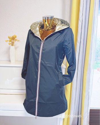 Veste longue mi saison noire doré taille S 