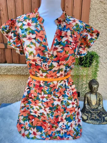 Blouse fleuri multicolore shein taille 46
