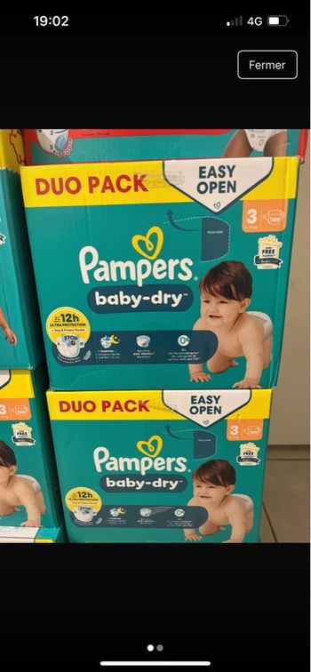 2 cartons couches t3 Pampers neuf