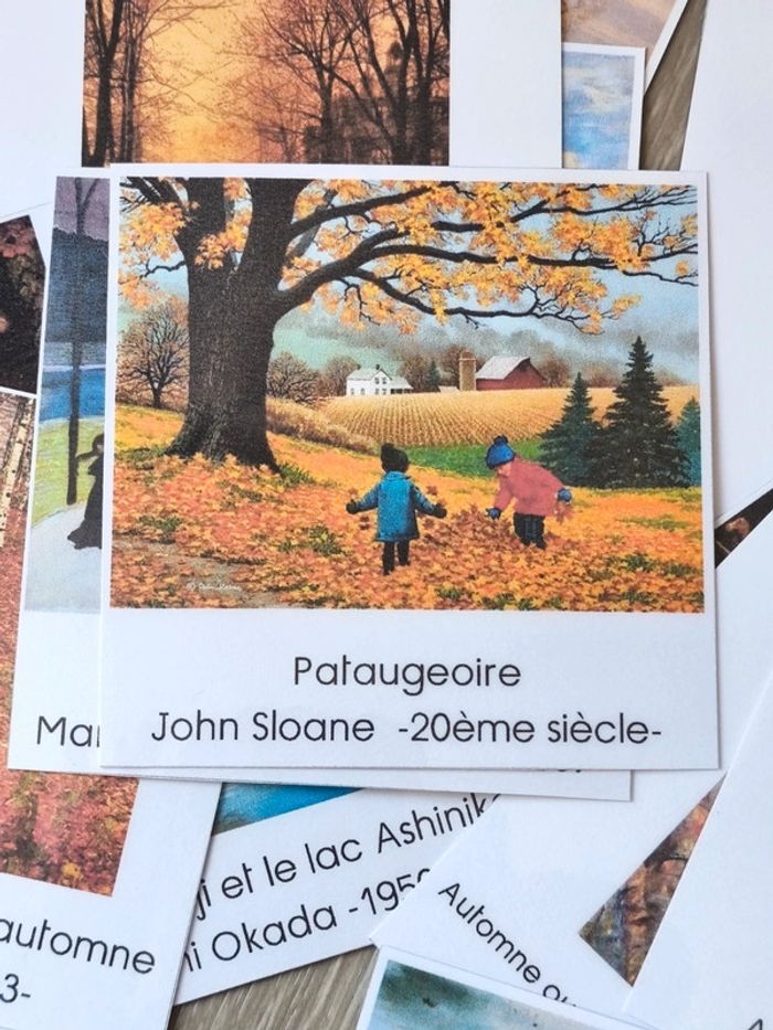 13 Cartes de nomenclature les tableaux d'Automne script - photo numéro 3