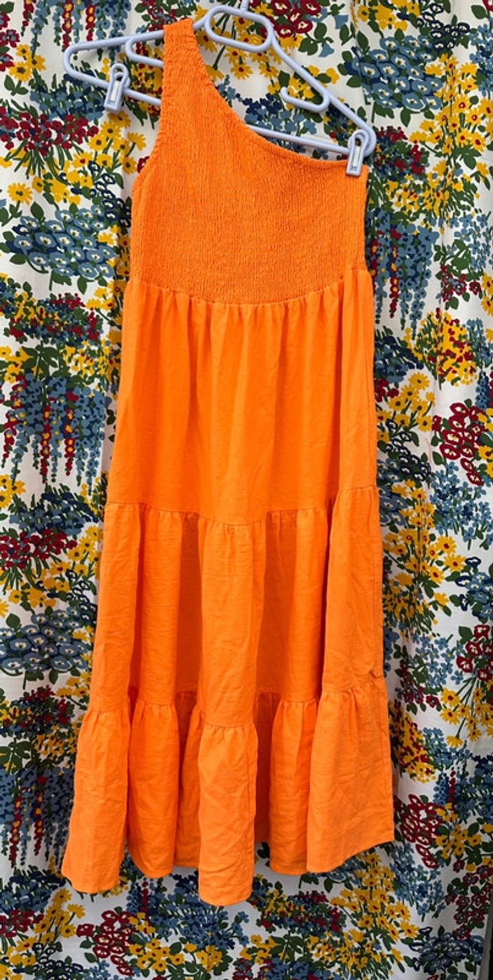 Robe longue 1 bretelle, poitrine smock - photo numéro 5