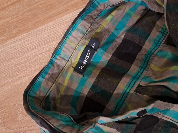 Chemise à carreaux gris,bleu et vert taille 92 cm - photo numéro 3