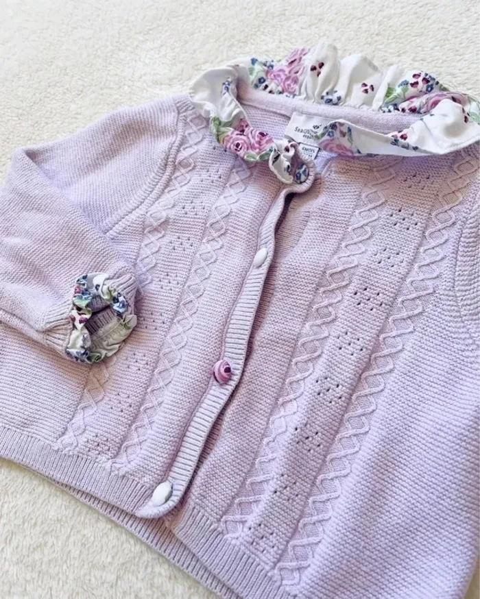 Ensemble cérémonie robe + bloomer + cardigan 6 mois - Sergent Major - photo numéro 6