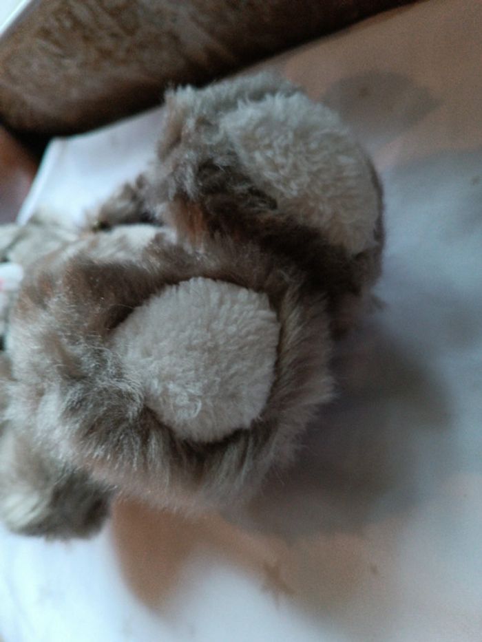 Peluche doudou plush nounours ourson ours Teddy Bear gris grey vintage articulé langue - photo numéro 8