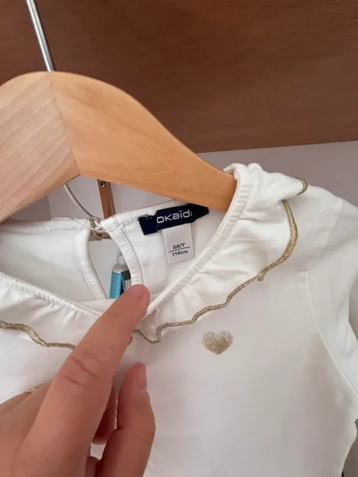 🤍 T-shirt avec col à manches longues• Okaïdi • 5 ans - photo numéro 3