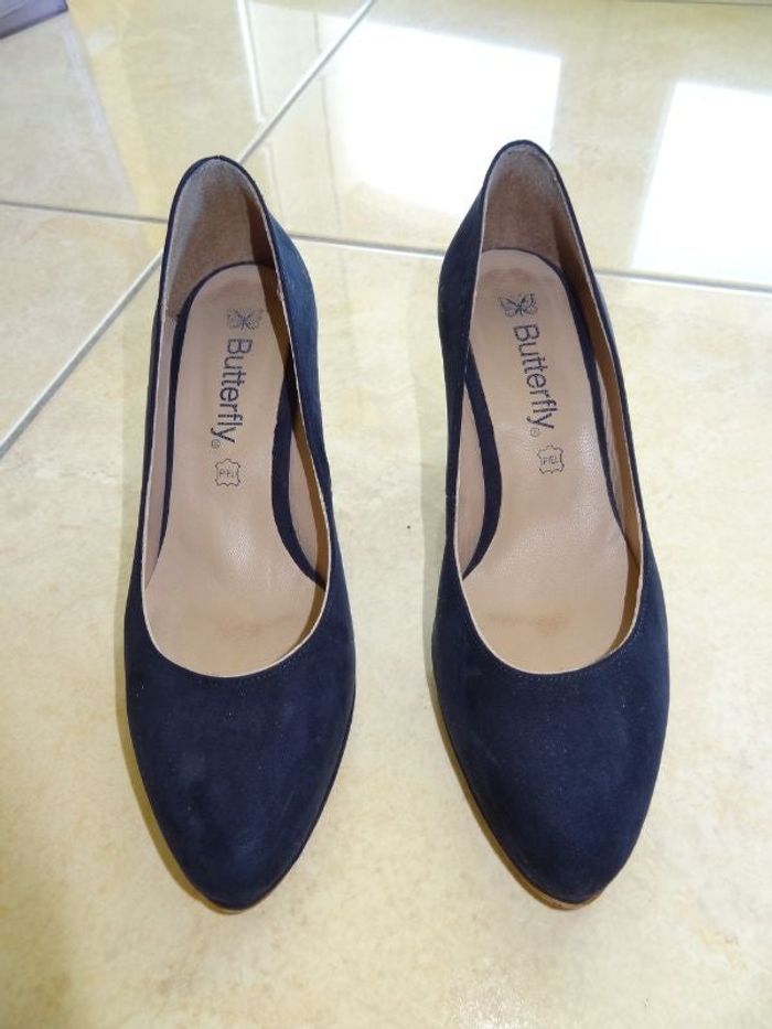 escarpins en daim bleu T36