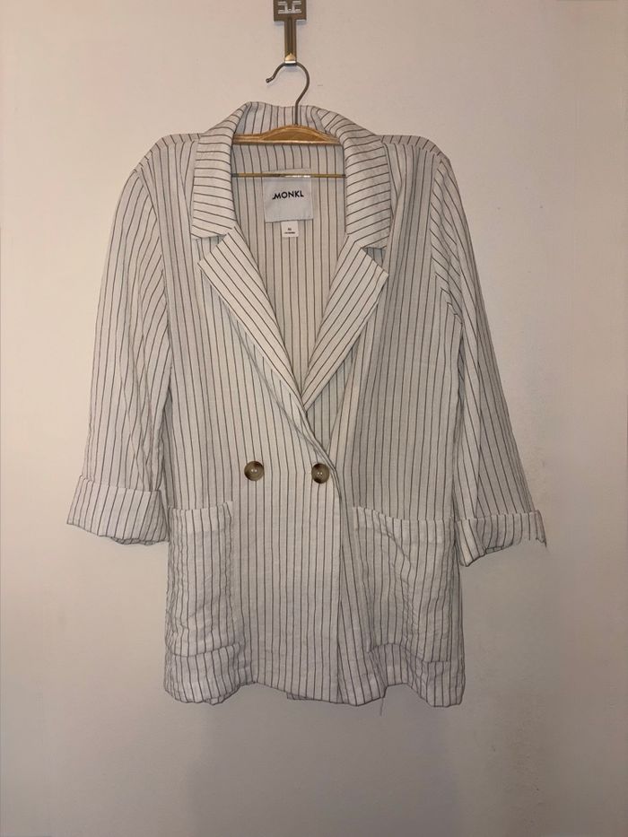 Blazer long Monki taille XS blanc en très bon état - photo numéro 2