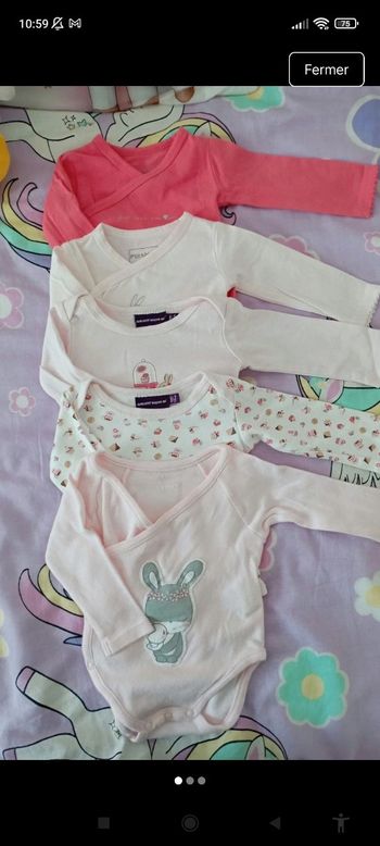 Lot de 5 bodies fille 1mois 