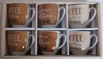 6 Tasses 90cc idéal pour un Expresso Italien 10 cl Neuf aux motifs différents