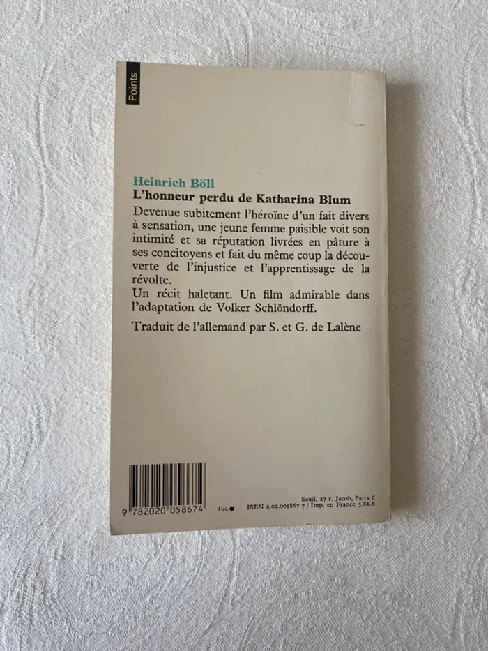 Livre « L’honneur perdu de Katharina Blum » Heinrich Böll - photo numéro 2