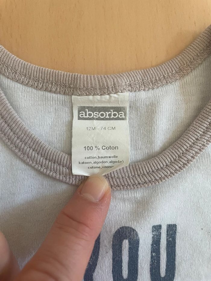 Body Absorba 12 mois sans manches - photo numéro 4