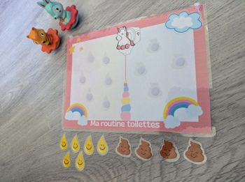 Tableau petit format A5 pour apprendre la propreté avec une jolie licorne