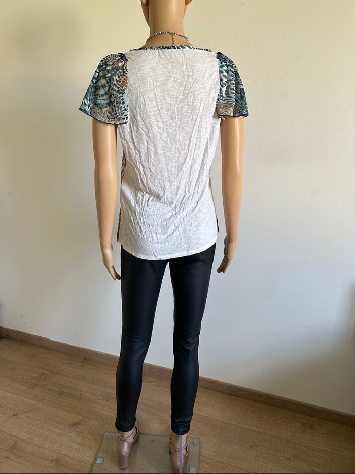 Blouse blanche et imprimée à manches courtes Morgan taille S TBE - photo numéro 6