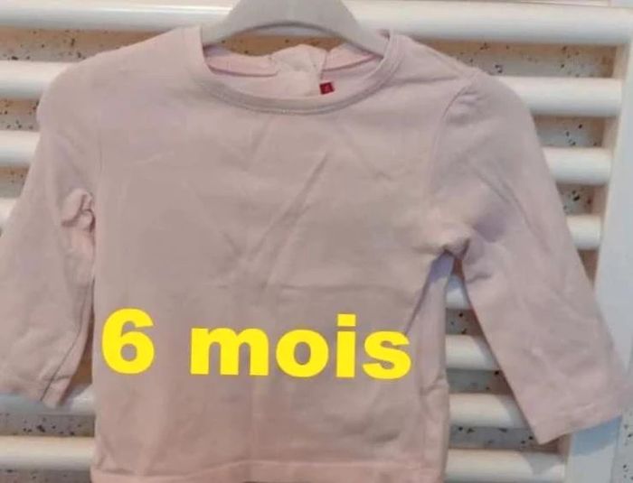 Tee shirt manche longue rose DPAM Taille 6 mois