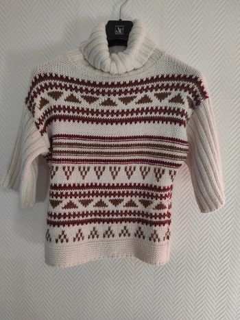 Pull coll roulé a motifs camaïeu T2