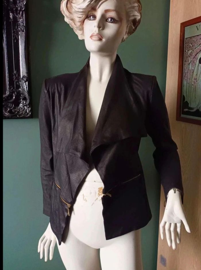 Veste simili cuir noir 36 - photo numéro 2