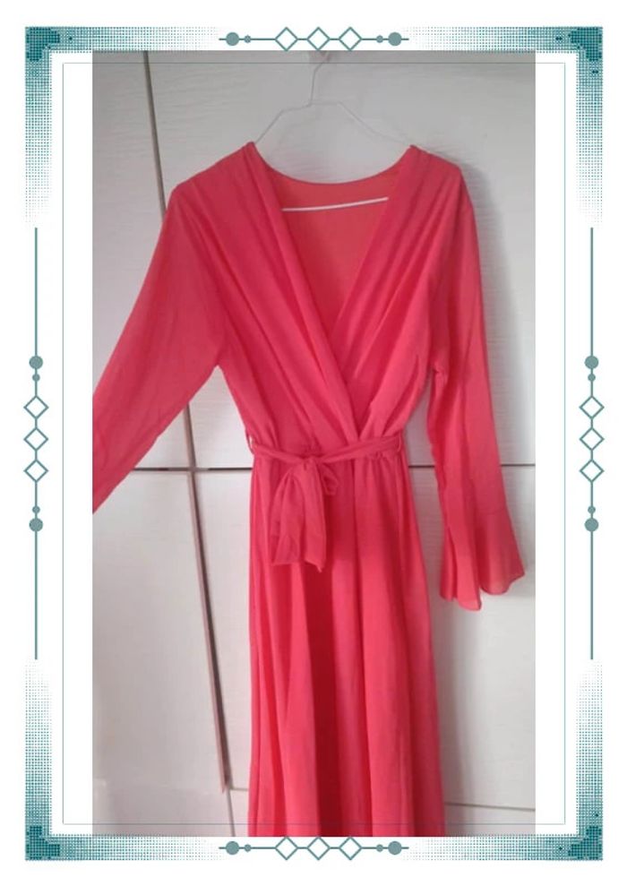 💥 NEUF robe longue corail en voilage - photo numéro 4