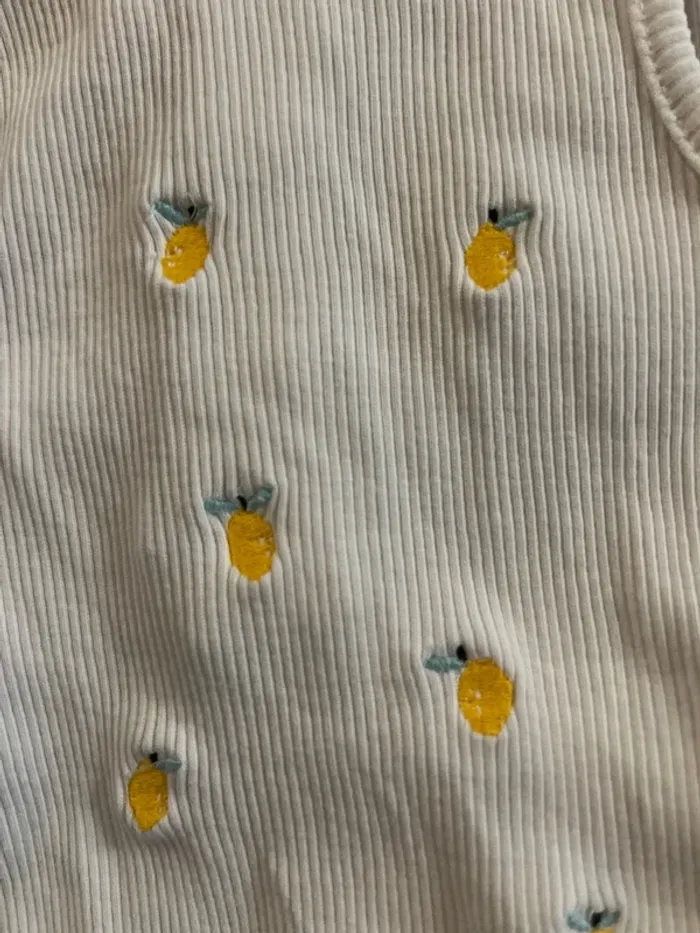 Body blanc brodé citrons taille 3 mois - photo numéro 2