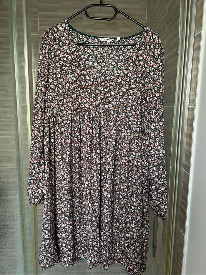 Robe verte motifs fleuris / liberty Naf Naf