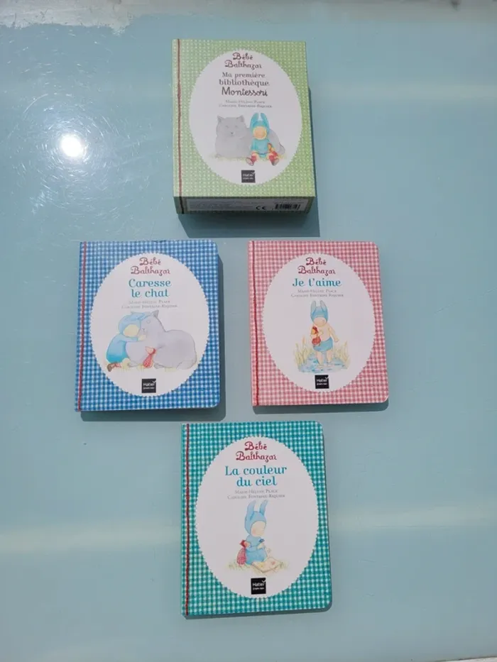 Coffret 3 livres tout carton Montessori 🐈 Bébé Balthazar, Ma première bibliothèque Montessori - photo numéro 2
