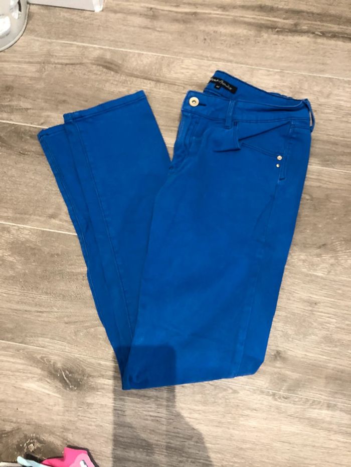 Superbe jeans stretch Avant Première taille 42 bleu électrique - photo numéro 3