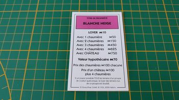 Titre de Propriété Blanche neige pièce détachée jeu de société Monopoly Disney éditions Hasbro #B94