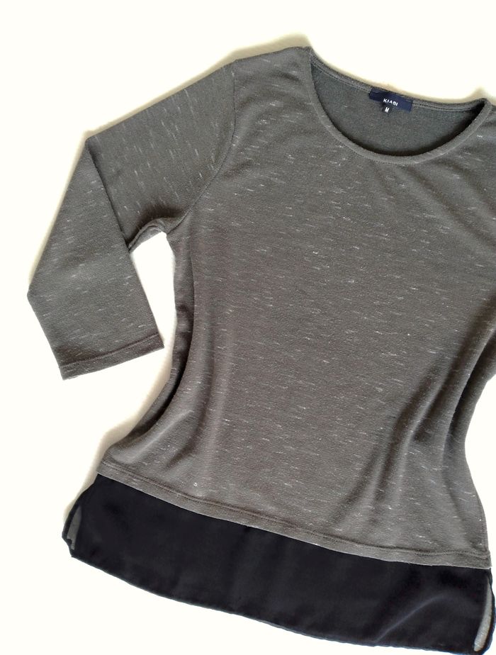 Pull kaki chiné avec voile noir - Kiabi - photo numéro 2