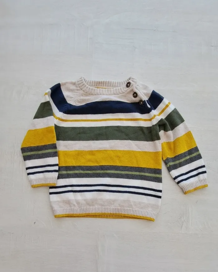 Pull rayé H&M- taille 80 cm - automne hiver printemps - 100% coton