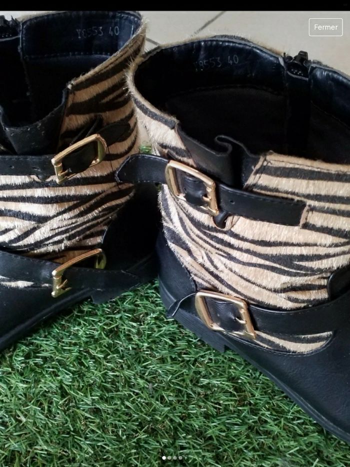 Bottines noire léopard avec brides taille 40