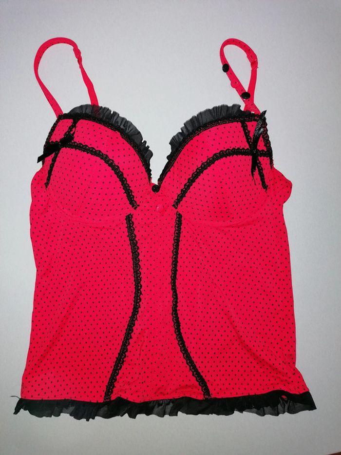 Bustier rouge a pois, vintage , Fr 85B-Eu 70B