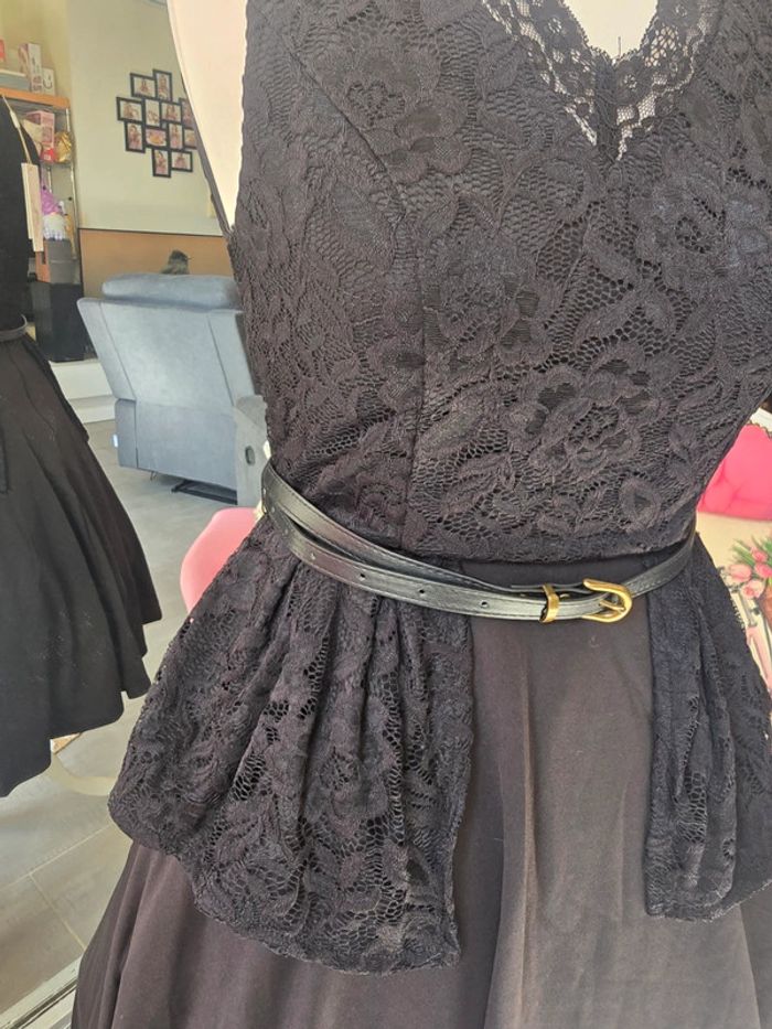 Robe pin-up rockhabily rétro vintage noir belle poque + ceinture taille S - photo numéro 4
