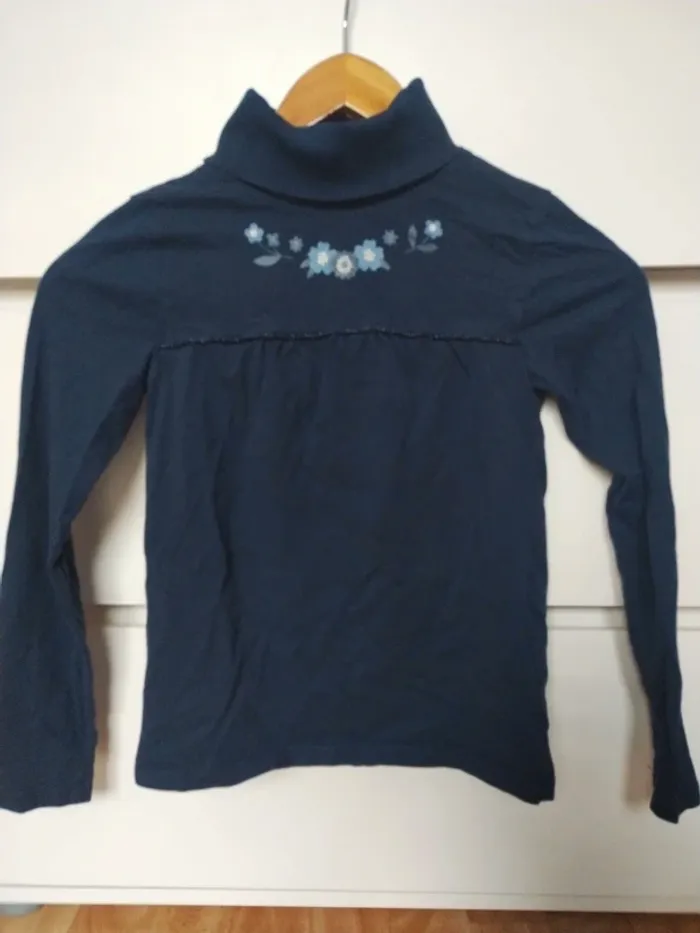 Blouse fille col montant manches longues sergent major marine 10 ans