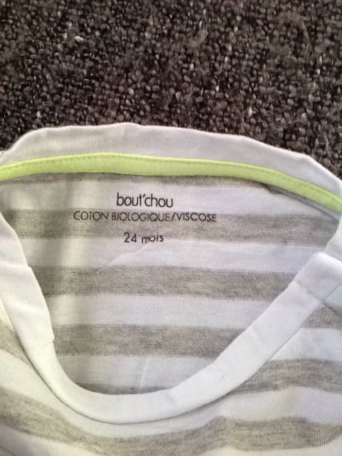 Tee-shirt Bout'chou gris et blanc - 24 mois - photo numéro 2