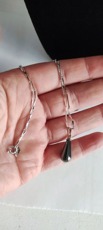Collier chaine en argent 925 et pendentif goutte