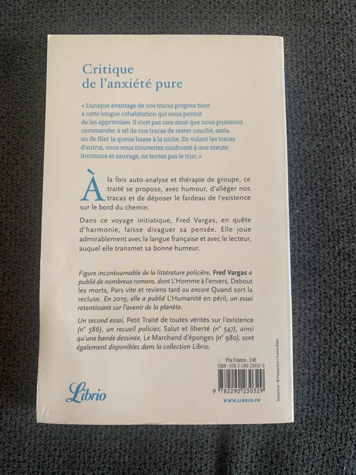 Livre critique de l’anxiété pure Fred Vargas - photo numéro 2