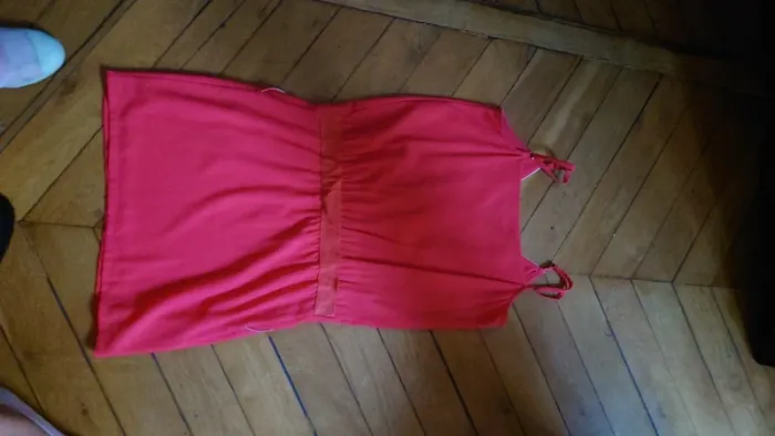 Robe été Mamouchka Tam-Tam T36/S – fines bretelles, rose grenat, chic et courte - photo numéro 12