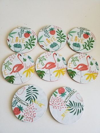 Lot de 8 dessous de verres motifs tropical très bon état
