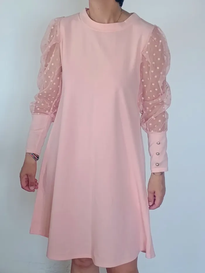 Robe rose à manches en tulle – L'Original Paris – Taille unique