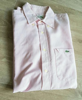 Chemise Lacoste rose claire manches courtes