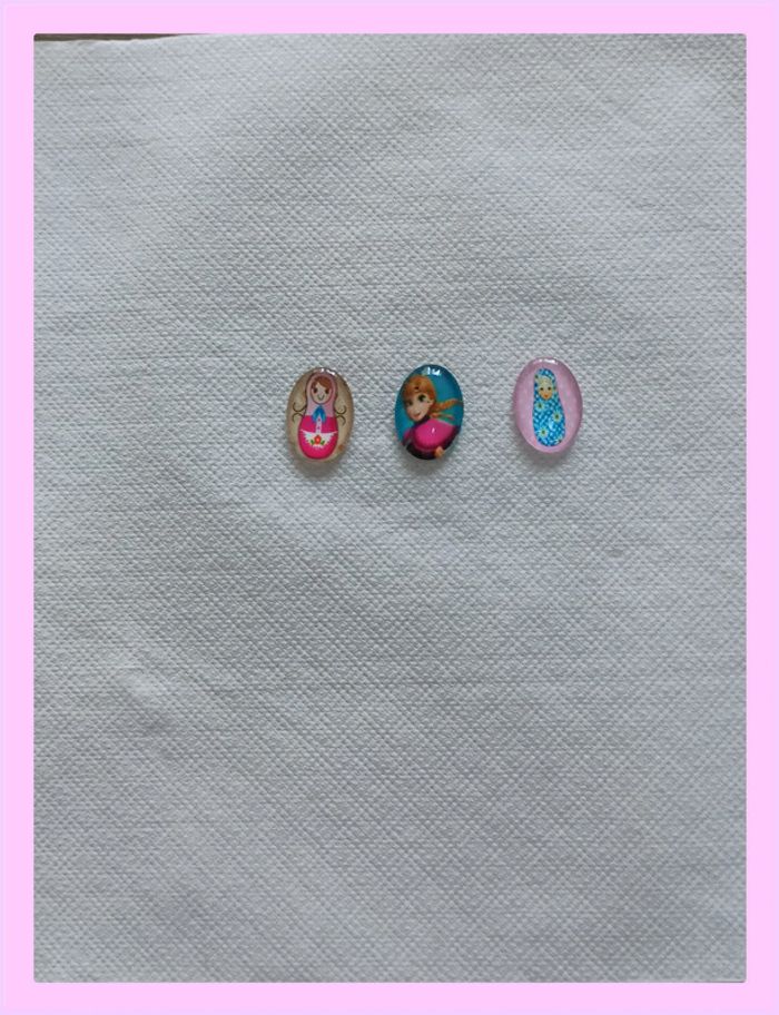 Lot de 3 cabochons en verre