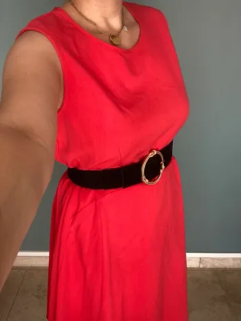 Robe Rouge Midi Sans Manches Camaïeu M