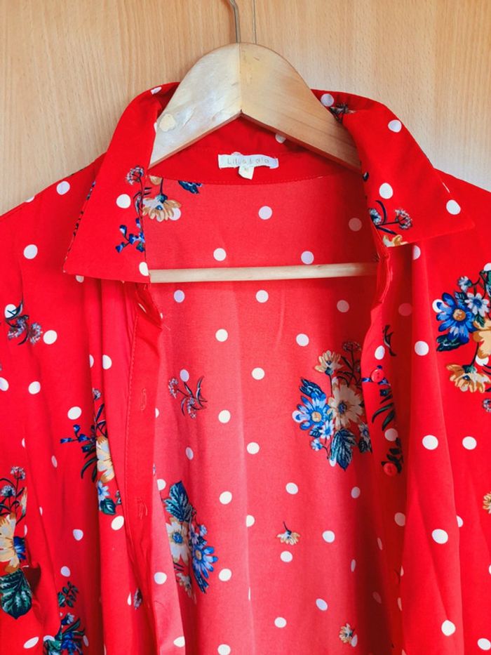 Mini robe chemise à fleur sans passe ceinture ni ceinture mais pouvez adapter Xl - photo numéro 2