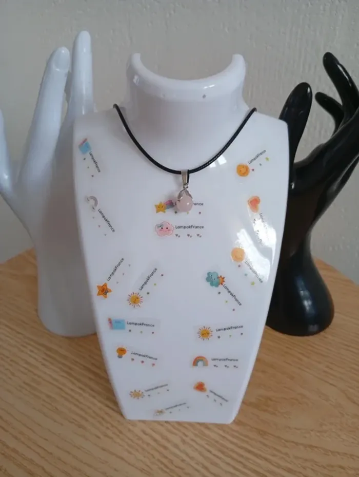 Solde 💝 Collier simple femme avec une perle quartz pierre rose naturelle toute petite