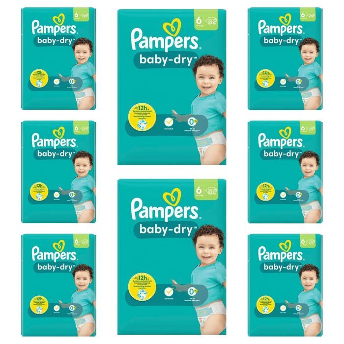 Lot de 176 Couches Pampers Baby Dry 13-18KG Taille 6 Neuf